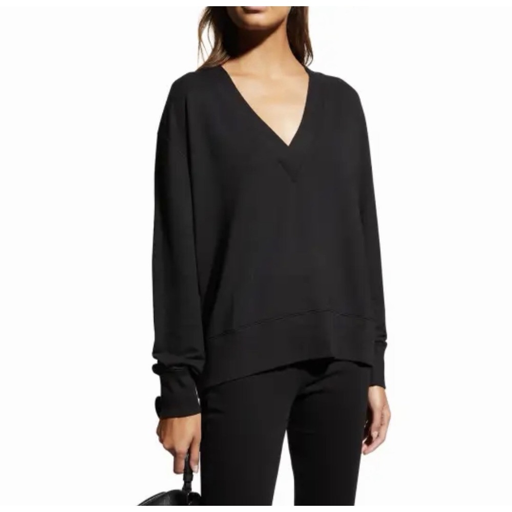Rag & Bone Flora Long Sleeve Pullover Top Blouse Womens XS Black Quiet Luxury